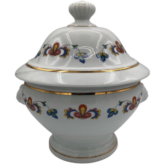 Porsgrund Porcelain Farmers Rose Tureen w/ Lid Norwegian Discontinued Mint Cond - Picture 1 of 10